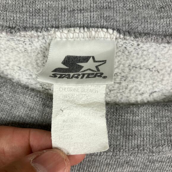 Starter Crewneck Sweatshirt Mens L Gray Plain Pullover Classic Athletic Vintage - Picture 2 of 7